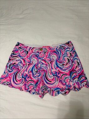Lilly Pulitzer Pink, Blue & White Scalloped Hem Shorts